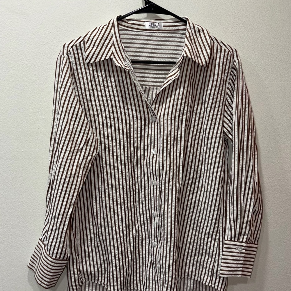 Blenca Striped Button-Down Blouse - image 2